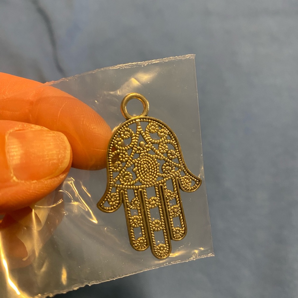 Silver Tone Hamsa Hand Pendant